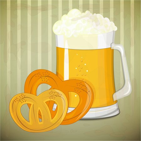 simsearch:400-06389296,k - Retro Design Beer Menu - beer and  pretzels in vintage style - Vector illustration Stock Photo - Budget Royalty-Free & Subscription, Code: 400-06327530