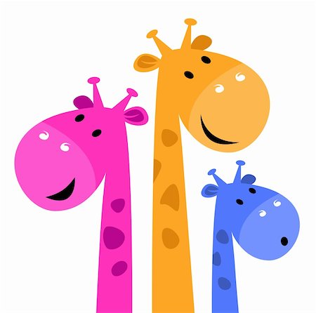 Giraffe mother, father and kid. Vector cartoon Stock Photo - Budget Royalty-Free & Subscription, Code: 400-06327599