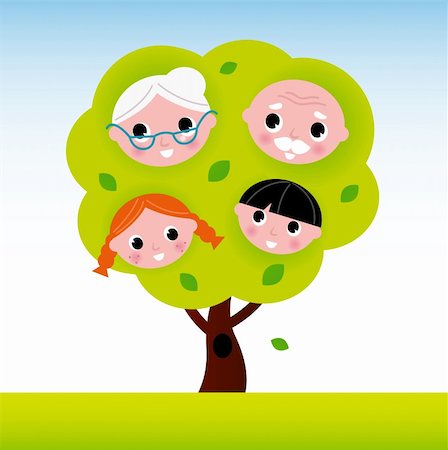 father cartoon - Cartoon two generation family tree. Vector Illustration Stock Photo - Budget Royalty-Free & Subscription, Code: 400-06327606