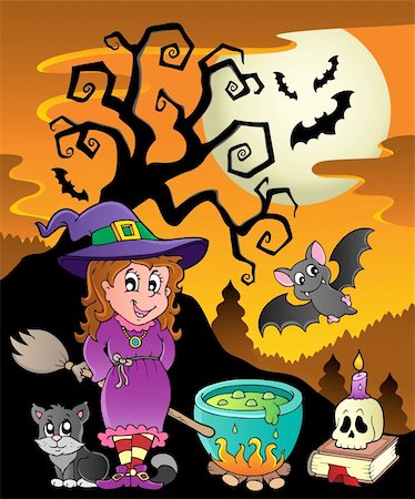 simsearch:400-04620860,k - Scene with Halloween theme 8 - vector illustration. Stock Photo - Budget Royalty-Free & Subscription, Code: 400-06327786