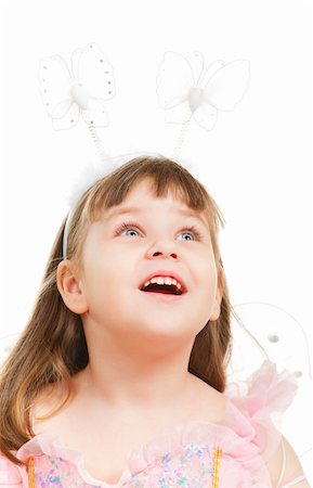 simsearch:400-07615708,k - surprised little girl looking up, isolated on white Stock Photo - Budget Royalty-Free & Subscription, Code: 400-06327892