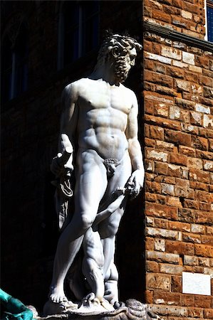 florence square italy art picture - Statue of Neptune in Flornce. Italy. Mediterranean Europe. Stock Photo - Budget Royalty-Free & Subscription, Code: 400-06328321