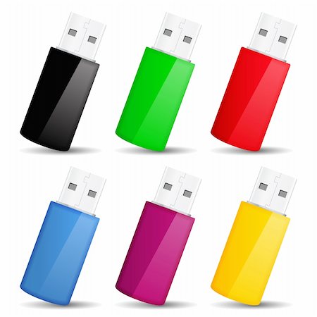 USB Flash Drives, vector eps10 illustration Stock Photo - Budget Royalty-Free & Subscription, Code: 400-06328564