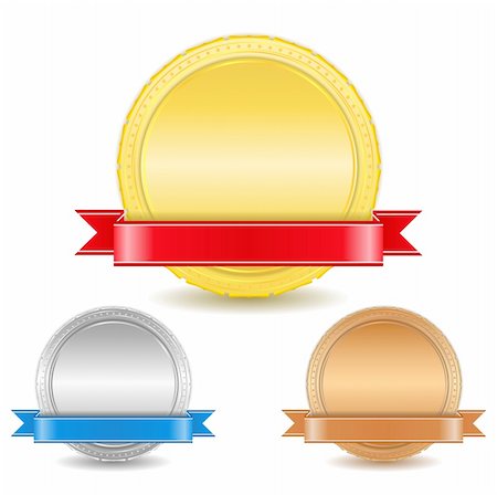 Golden, silver and bronze medals with ribbons, vector eps10 illustration Stock Photo - Budget Royalty-Free & Subscription, Code: 400-06328567