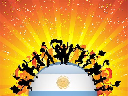 simsearch:400-05752560,k - Vector - Argentina Sport Fan Crowd with Flag Photographie de stock - Aubaine LD & Abonnement, Code: 400-06328705