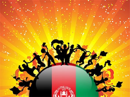 simsearch:400-05752560,k - Vector - Afghanistan Sport Fan Crowd with Flag Photographie de stock - Aubaine LD & Abonnement, Code: 400-06328703