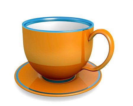 Cup, orange color over white. 3d illustration. Stock Photo - Budget Royalty-Free & Subscription, Code: 400-06328880