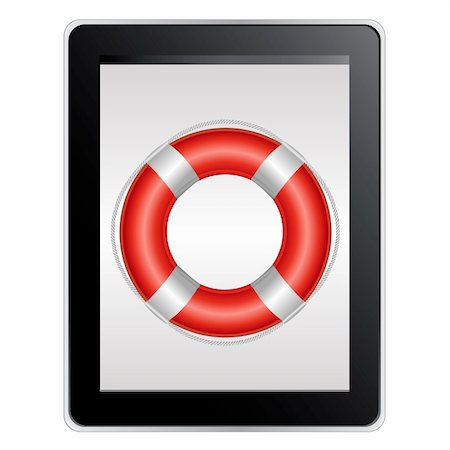 Tablet Computer With Life Buoy, Isolated On White Background, Vector Illustration Stock Photo - Budget Royalty-Free & Subscription, Code: 400-06329016