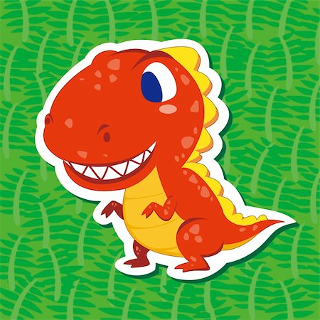 a cute dinosaur sticker with Tyrannosaurus Stock Photo - Budget Royalty-Free & Subscription, Code: 400-06329344