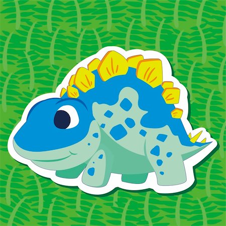 a cute dinosaur sticker with Stegosaurus Stock Photo - Budget Royalty-Free & Subscription, Code: 400-06329347