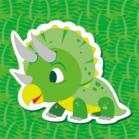 a cute dinosaur sticker with Triceratops Stock Photo - Budget Royalty-Free & Subscription, Code: 400-06329349