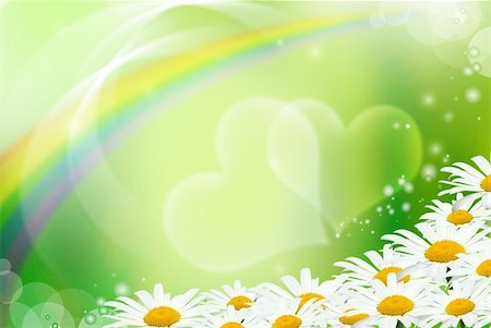 Daisies and hearts over springtime background for Valentine's Day Stock Photo - Budget Royalty-Free & Subscription, Code: 400-06329361