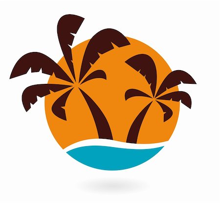 seascape drawing - Tropical palms with sea sign vector. Stock Photo - Budget Royalty-Free & Subscription, Code: 400-06329572