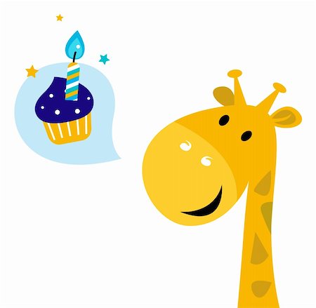 Party giraffe thinking about Cupcake. Vector Illustration Stock Photo - Budget Royalty-Free & Subscription, Code: 400-06329573