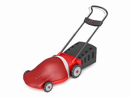 simsearch:695-05772258,k - Red electric lawn mower on white background Foto de stock - Royalty-Free Super Valor e Assinatura, Número: 400-06329624