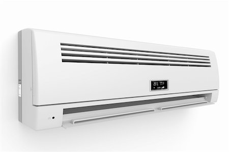 Split-system air conditioner on white wall Stock Photo - Budget Royalty-Free & Subscription, Code: 400-06329625