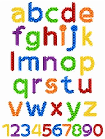 fun colorful alphabet letters and numbers vector illustration Stock Photo - Budget Royalty-Free & Subscription, Code: 400-06329653