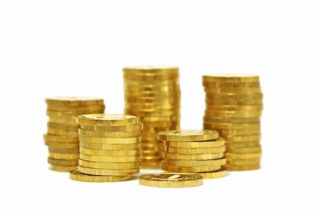 Piles of golden coins isolated on white background Photographie de stock - Aubaine LD & Abonnement, Code: 400-06329677