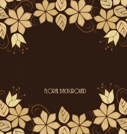 elegant brown borders - Beautiful Vector flowers frame on a brown background Stock Photo - Budget Royalty-Free & Subscription, Code: 400-06329750