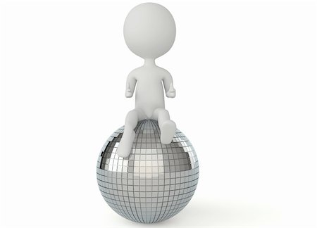 simsearch:400-04349799,k - 3d humanoid character sitting on a disco ball on white Fotografie stock - Microstock e Abbonamento, Codice: 400-06334007