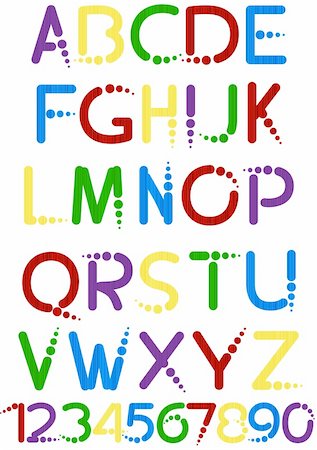 fun colorful alphabet letters and numbers vector illustration Stock Photo - Budget Royalty-Free & Subscription, Code: 400-06334073