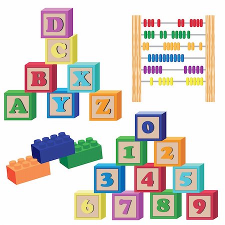 square blocks - Set of children toys on the white background. Also available as a Vector in Adobe illustrator EPS 8 format, compressed in a zip file. Stock Photo - Budget Royalty-Free & Subscription, Code: 400-06334108