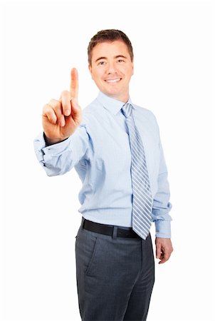 simsearch:400-05700994,k - Happy business man with number one hand gesture on isolated background Stock Photo - Budget Royalty-Free & Subscription, Code: 400-06330295
