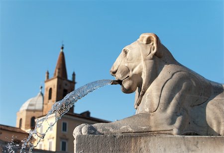 simsearch:400-07407995,k - Statue of a Lion in the Fountain of Piazza del Popolo, Rome Fotografie stock - Microstock e Abbonamento, Codice: 400-06331083
