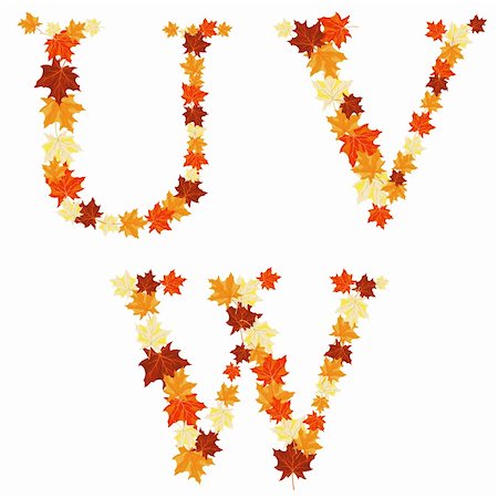 Autumn maples leaves letter set. Vector illustration. Stock Photo - Budget Royalty-Free & Subscription, Code: 400-06331151