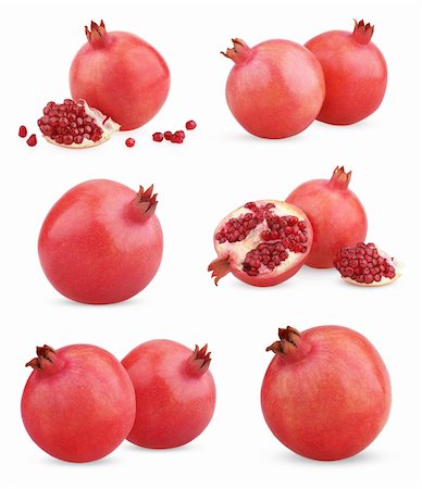 fruits and grains and white background - Set of pomegranate fruits isolated on white background Stock Photo - Budget Royalty-Free & Subscription, Code: 400-06331191