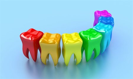 simsearch:400-06108956,k - Illustration of a row multicoloured teeth on a blue background Fotografie stock - Microstock e Abbonamento, Codice: 400-06331280