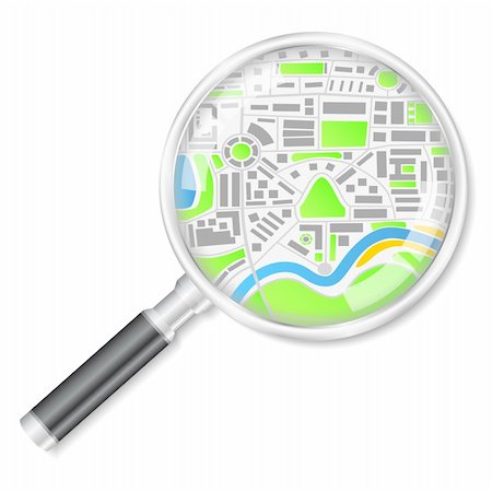 Magnifying glass with map, vector eps10 illustration Stock Photo - Budget Royalty-Free & Subscription, Code: 400-06331627