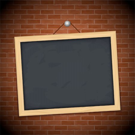 Blackboard on brick wall, vector eps10 illustration Stock Photo - Budget Royalty-Free & Subscription, Code: 400-06331620