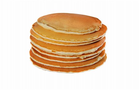 Close-up of pancake stack isolated on white background. Foto de stock - Royalty-Free Super Valor e Assinatura, Número: 400-06331807