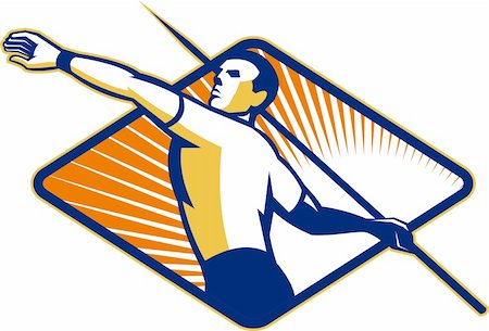 Illustration of a track and field athlete javelin throw set inside diamond shape done in retro style. Stock Photo - Budget Royalty-Free & Subscription, Code: 400-06332051