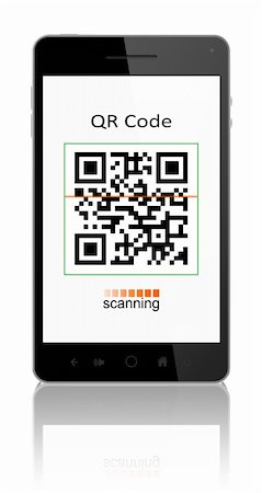 smartphone showing QR code scanner on the screen. Include clipping path for phone and screen. Foto de stock - Super Valor sin royalties y Suscripción, Código: 400-06332300