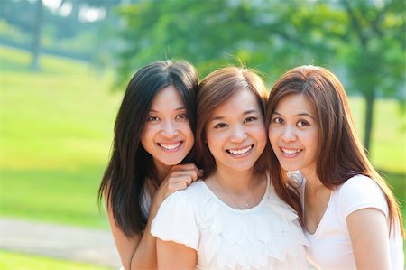 Asian young beautiful friends on vacation day, outdoor park Stock Photo - Budget Royalty-Free & Subscription, Code: 400-06332655