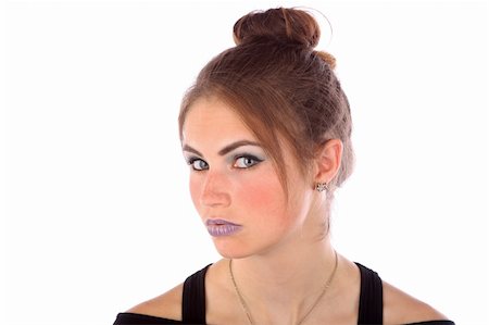 Portrait of a young woman against white background. Stockbilder - Microstock & Abonnement, Bildnummer: 400-06332780