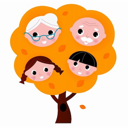 Two generation family tree. Vector cartoon illustration Stock Photo - Budget Royalty-Free & Subscription, Code: 400-06332941