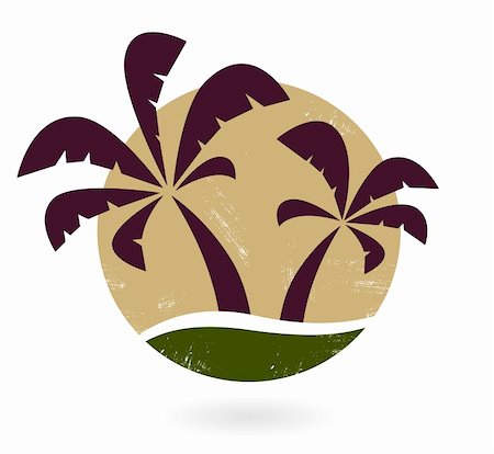 simsearch:400-06325631,k - Brown grunge stamp with palm trees. Vector Stock Photo - Budget Royalty-Free & Subscription, Code: 400-06333747
