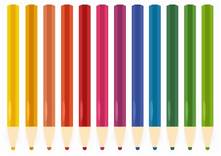 Color pencils isolated on white. Vector Stock Photo - Budget Royalty-Free & Subscription, Code: 400-06333743