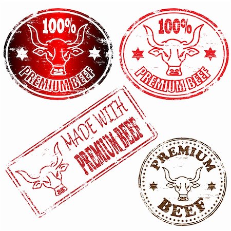 simsearch:400-09114224,k - 100 percent and made with premium beef rubber stamp illustrations Stock Photo - Budget Royalty-Free & Subscription, Code: 400-06355608