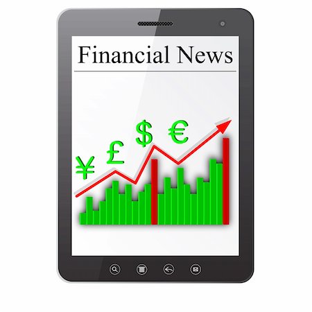 simsearch:400-04907702,k - Financial News on Tablet PC. Isolated on white. Vector  illustration. Stock Photo - Budget Royalty-Free & Subscription, Code: 400-06355741