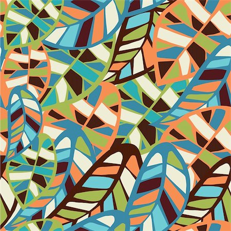 Abstract colorful leaves seamless pattern background. Vector file layered for easy manipulation and coloring. Stock Photo - Budget Royalty-Free & Subscription, Code: 400-06355833