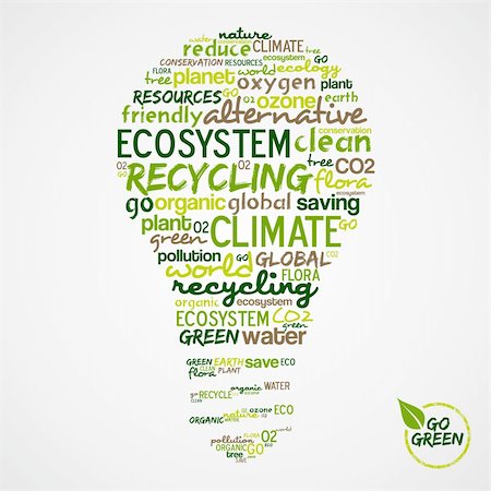 save water vector - Go Green. Light bulb with words cloud about environmental conservation. Vector file available. Stock Photo - Budget Royalty-Free & Subscription, Code: 400-06355847