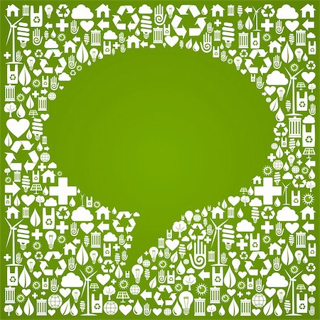 eco friendly home - Social media talk bubble over green icon background. Vector file available. Photographie de stock - Aubaine LD & Abonnement, Code: 400-06355903