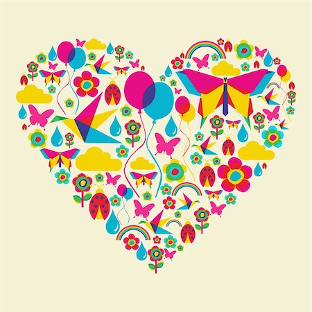 Happy spring time heart composition. Vector file available. Stock Photo - Budget Royalty-Free & Subscription, Code: 400-06355919