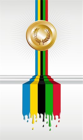 simsearch:400-03913360,k - Olympics games gold medal multicolored banner illustration. Vector file layered for easy manipulation and custom coloring. Photographie de stock - Aubaine LD & Abonnement, Code: 400-06355964