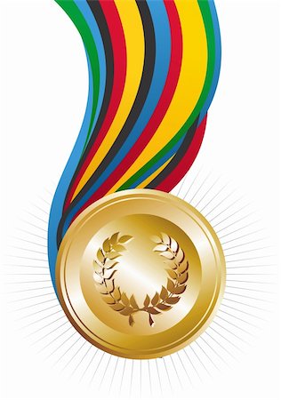 simsearch:400-03913360,k - Olympics Games gold medal illustration. Vector file layered for easy manipulation and custom coloring. Photographie de stock - Aubaine LD & Abonnement, Code: 400-06355966