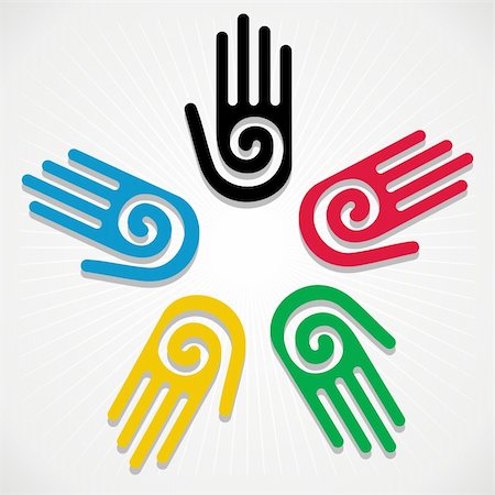 Olympic Games colorfull hands in circle over white background. Vector file layered for easy manipulation and customisation. Stock Photo - Budget Royalty-Free & Subscription, Code: 400-06355960